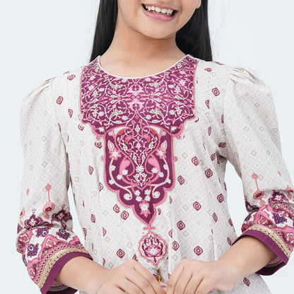Girl's Burgendy Silk Two Piece Set
