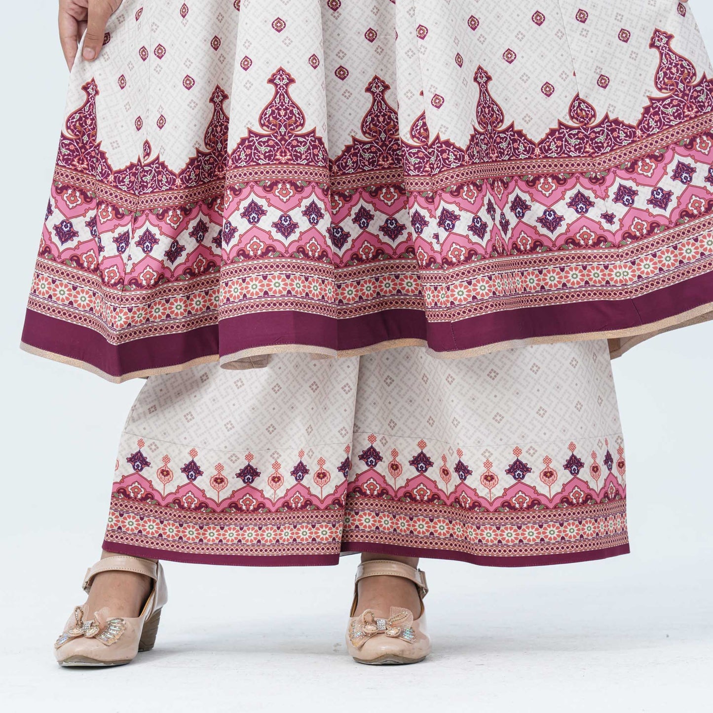Girl's Burgendy Silk Two Piece Set