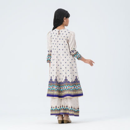 Girl's Blue Silk Two Piece Set