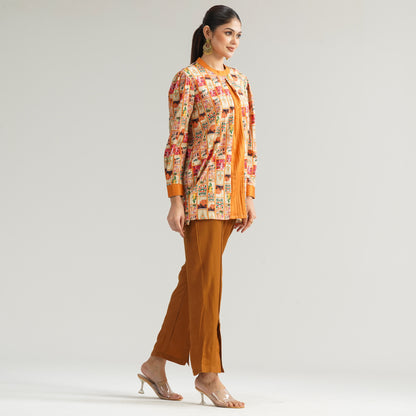 Women Orange Ethnic Two Piece