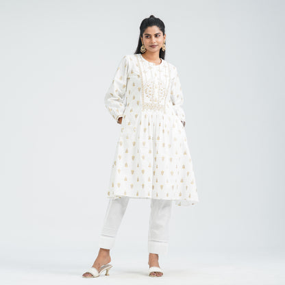 Women’s White Embroidered Two Piece Set