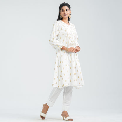 Women’s White Embroidered Two Piece Set