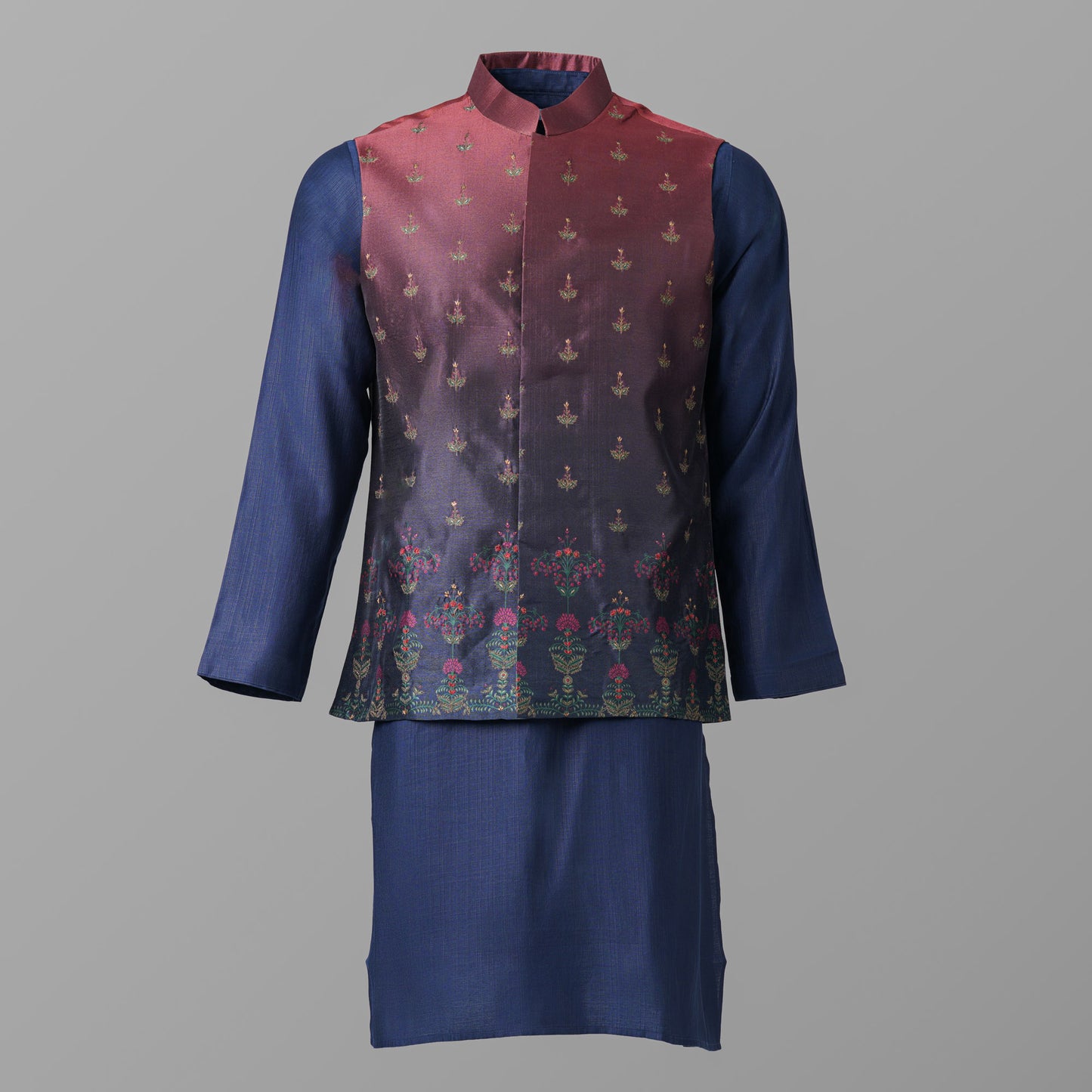 Mens Wine & Navy Two Piece Set