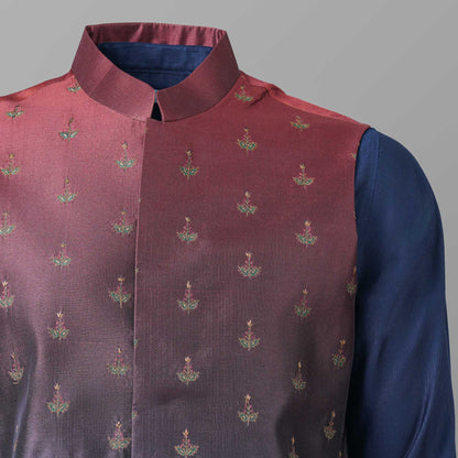 Mens Wine & Navy Two Piece Set