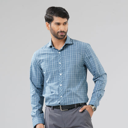 Mens Blue Check Shirt