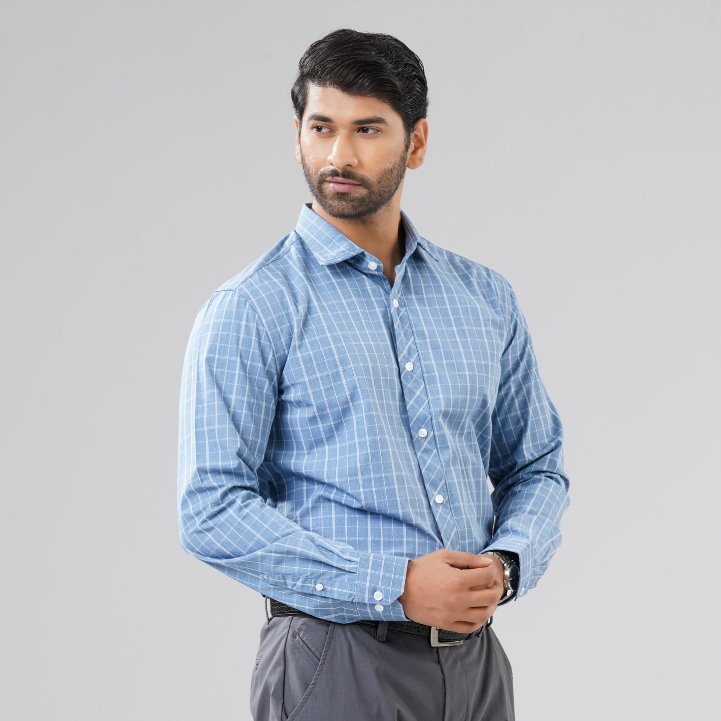 Mens Blue Check Shirt