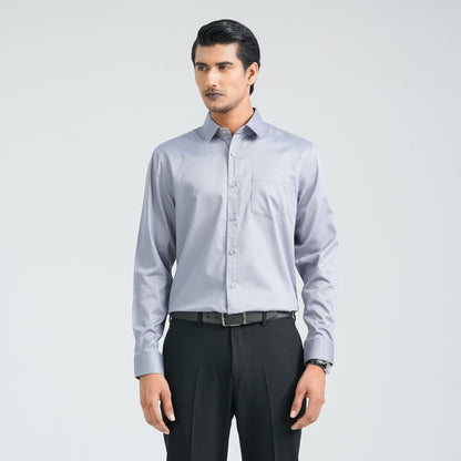 Men’s Grey Satin Lycra Formal Shirt