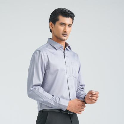 Men’s Grey Satin Lycra Formal Shirt