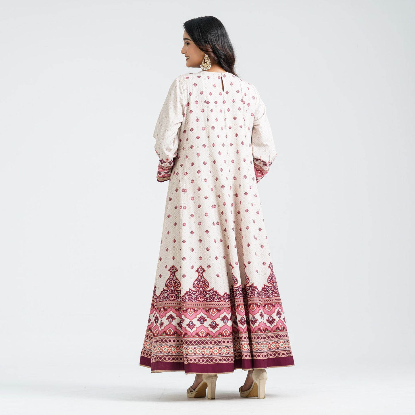 Women’s Embroidered Burgundy Silk Gown