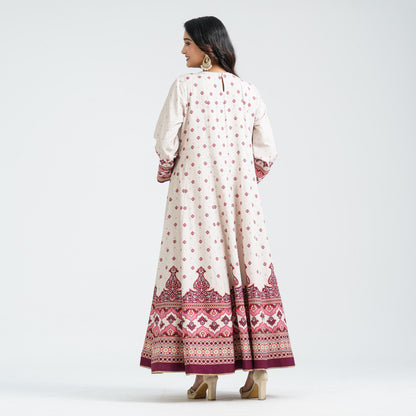 Women’s Embroidered Burgundy Silk Gown