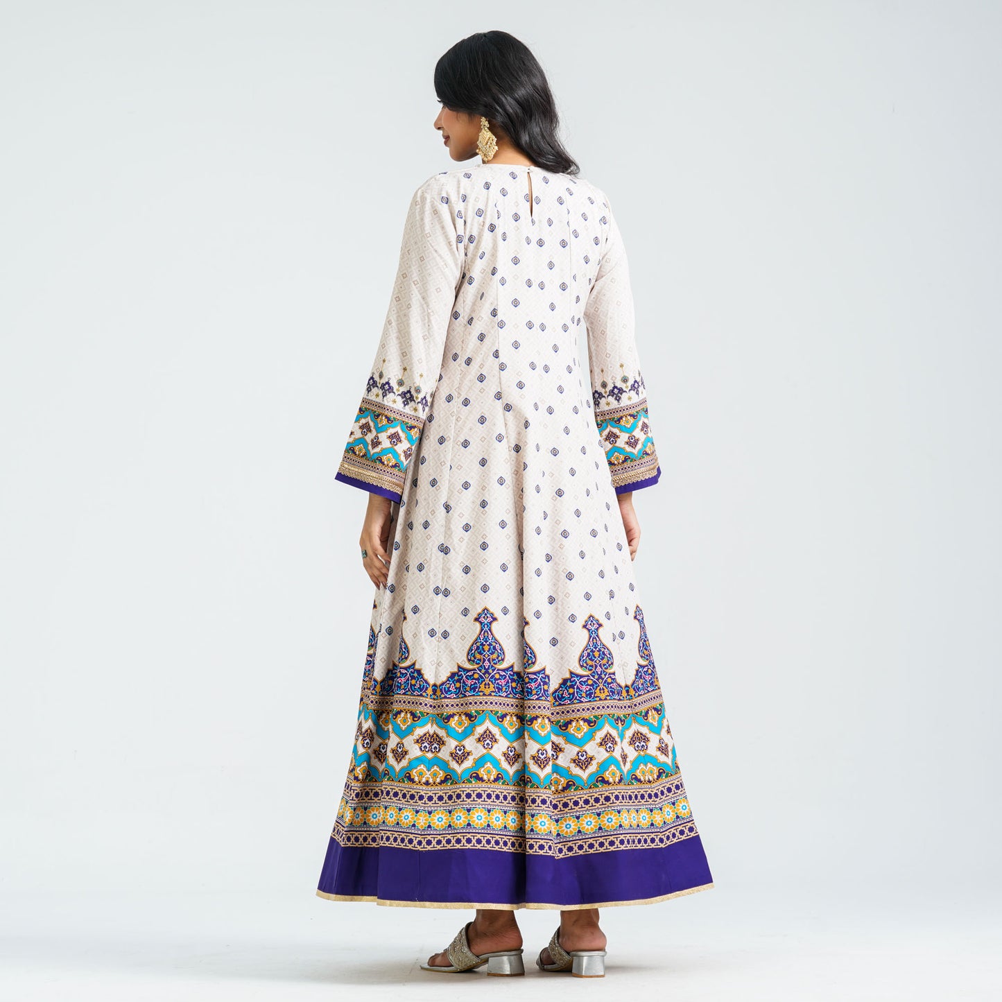 Women’s Embroidered Blue Silk Gown