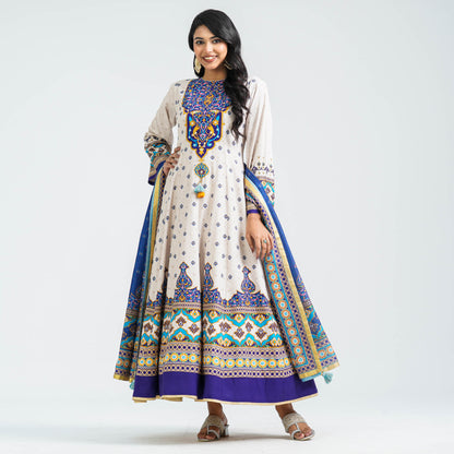 Women’s Embroidered Blue Silk Gown
