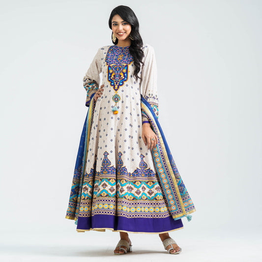 Women’s Embroidered Blue Silk Gown