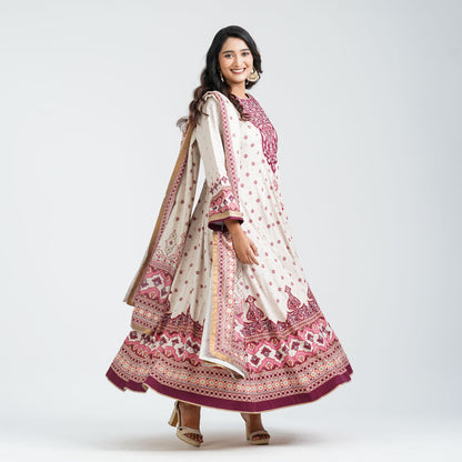 Women’s Embroidered Burgundy Silk Gown