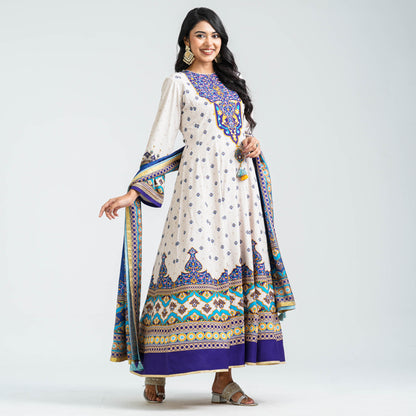 Women’s Embroidered Blue Silk Gown