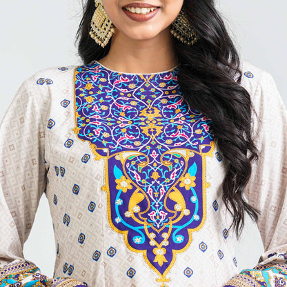 Women’s Embroidered Blue Silk Gown