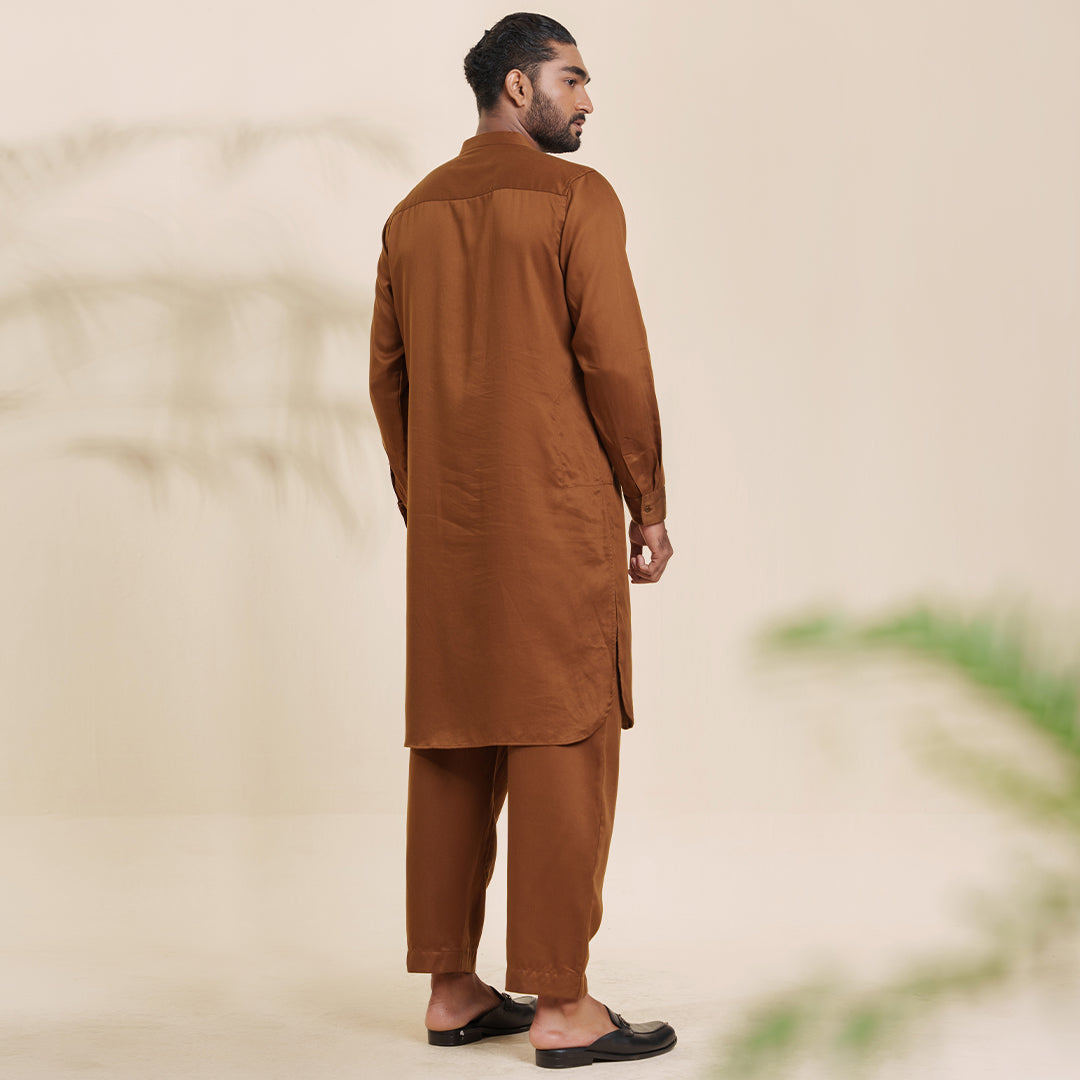 Mens Embroidery Kabli- Chocolate