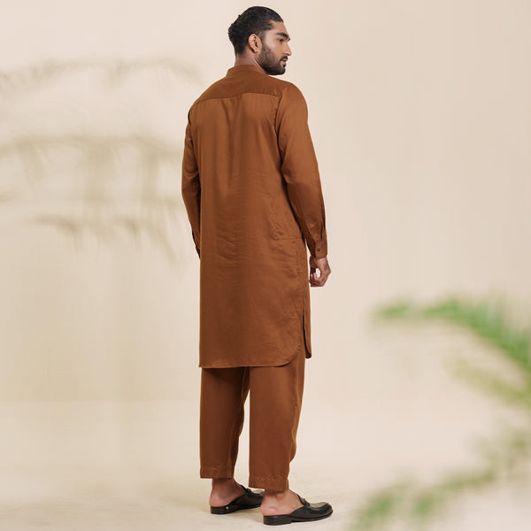 Mens Embroidery Kabli- Chocolate