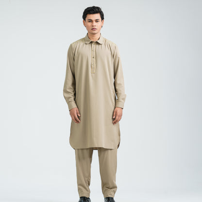 Men’s Beige Embroidered Jacquard Kabli