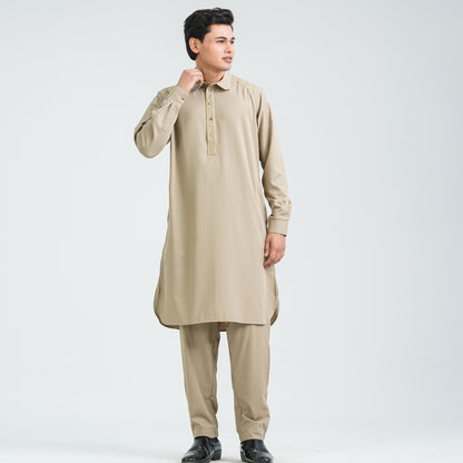 Men’s Beige Embroidered Jacquard Kabli