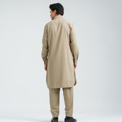 Men’s Beige Embroidered Jacquard Kabli