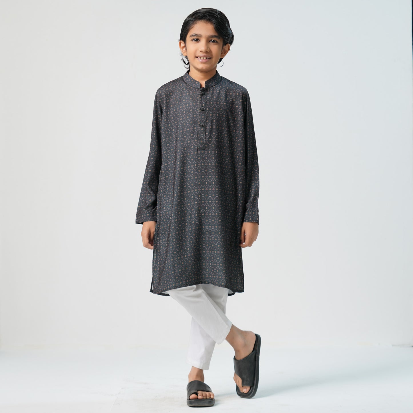 Boys Black Printed Panjabi