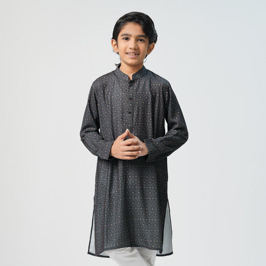 Boys Black Printed Panjabi