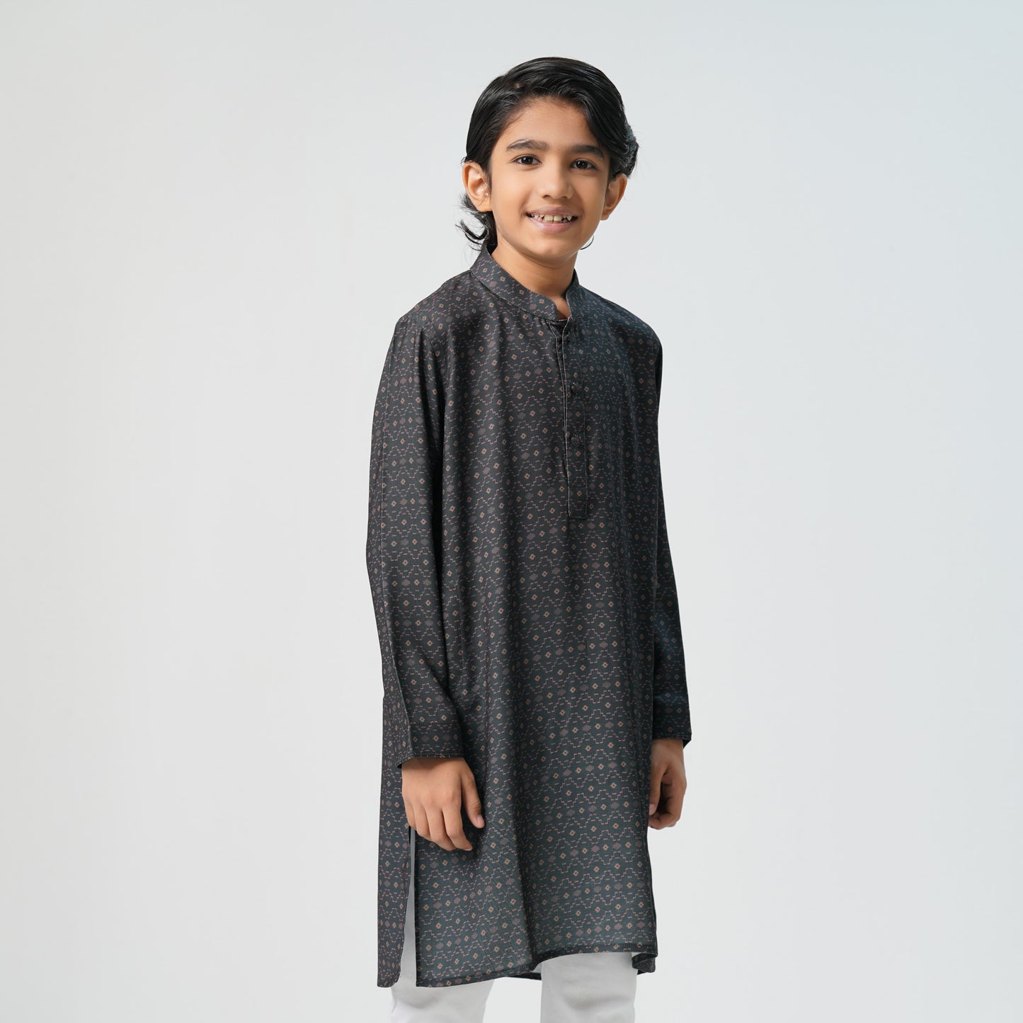 Boys Black Printed Panjabi