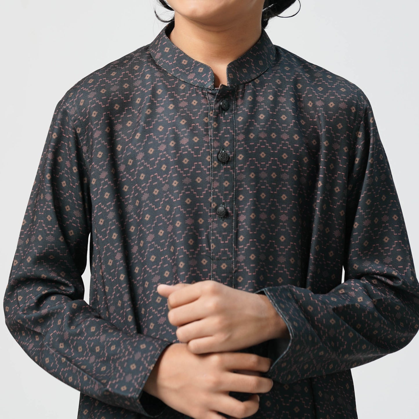 Boys Black Printed Panjabi