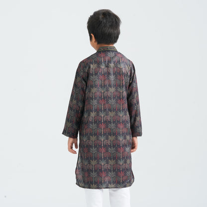 Boy's Black Printed Panjabi