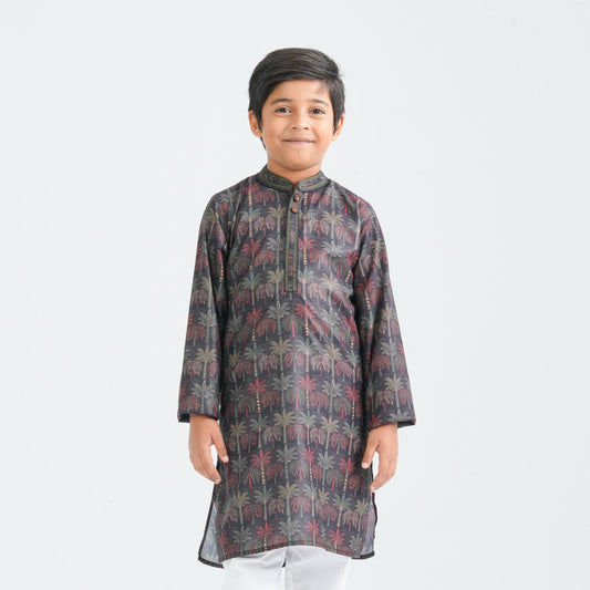 Boy's Black Printed Panjabi