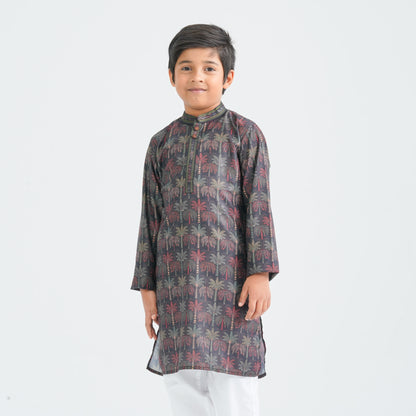 Boy's Black Printed Panjabi