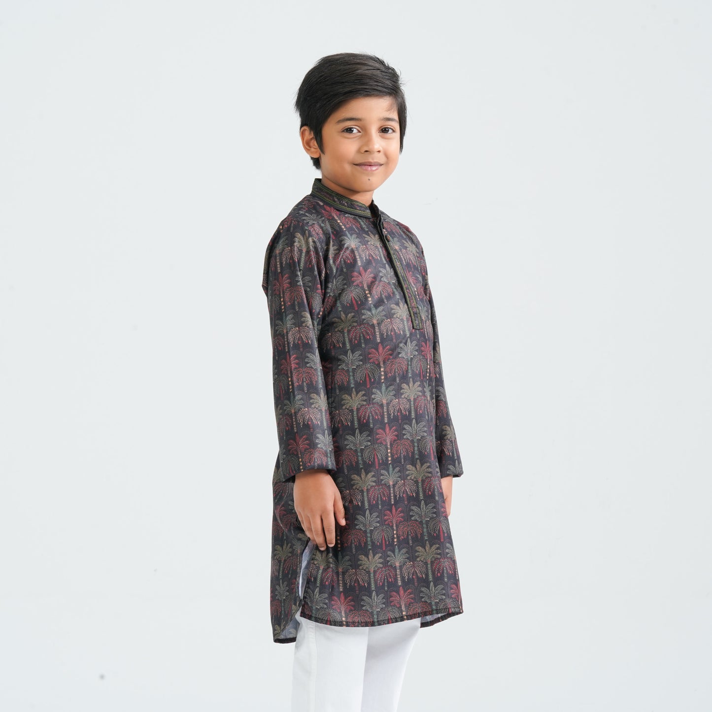 Boy's Black Printed Panjabi