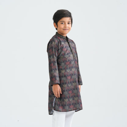 Boy's Black Printed Panjabi