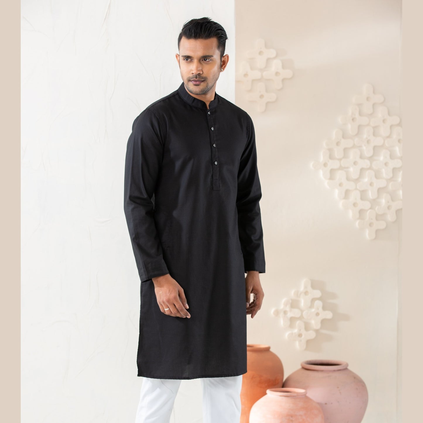 Mens Black Basic Panjabi