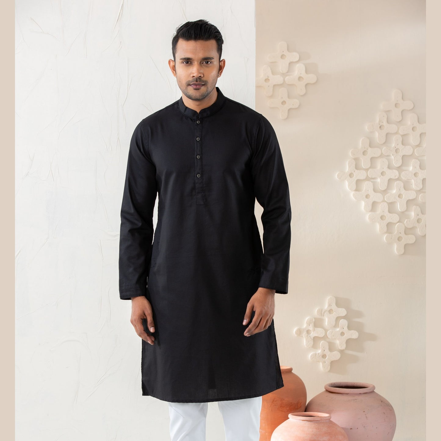 Mens Black Basic Panjabi