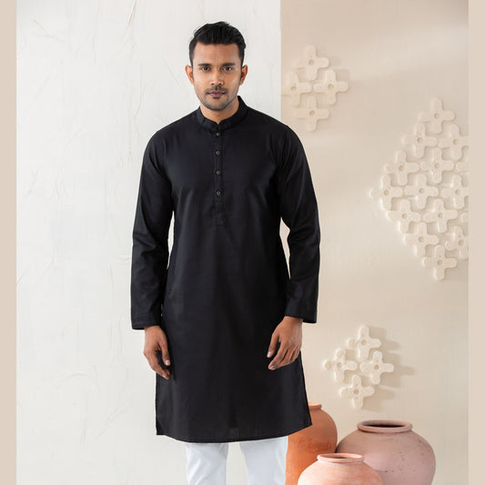 Mens Black Basic Panjabi