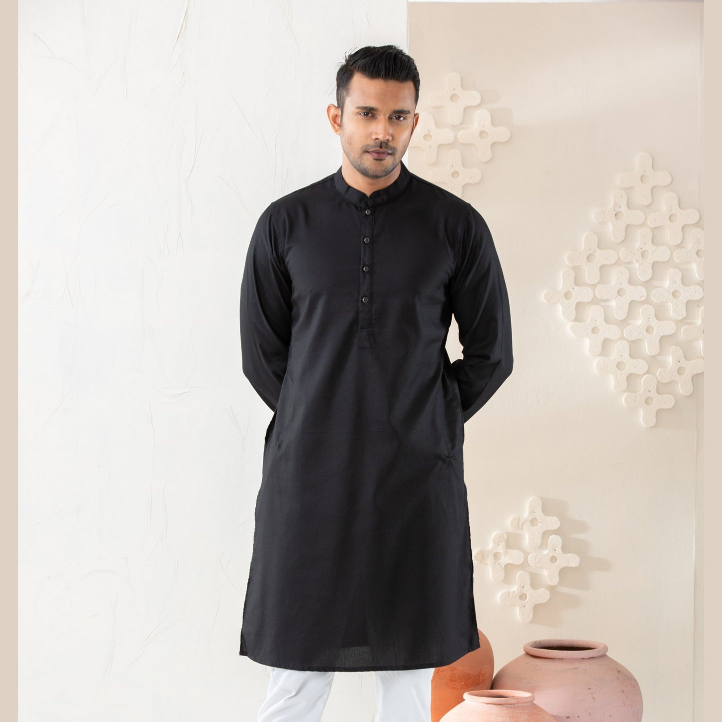 Mens Black Basic Panjabi