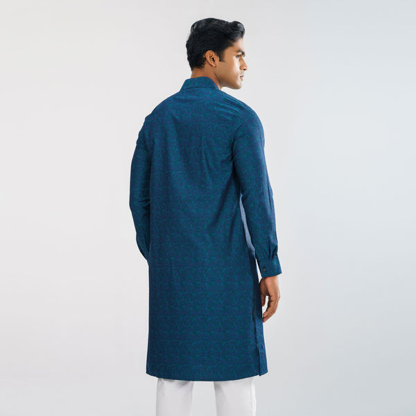 Mens Peacock Blue Basic Panjabi