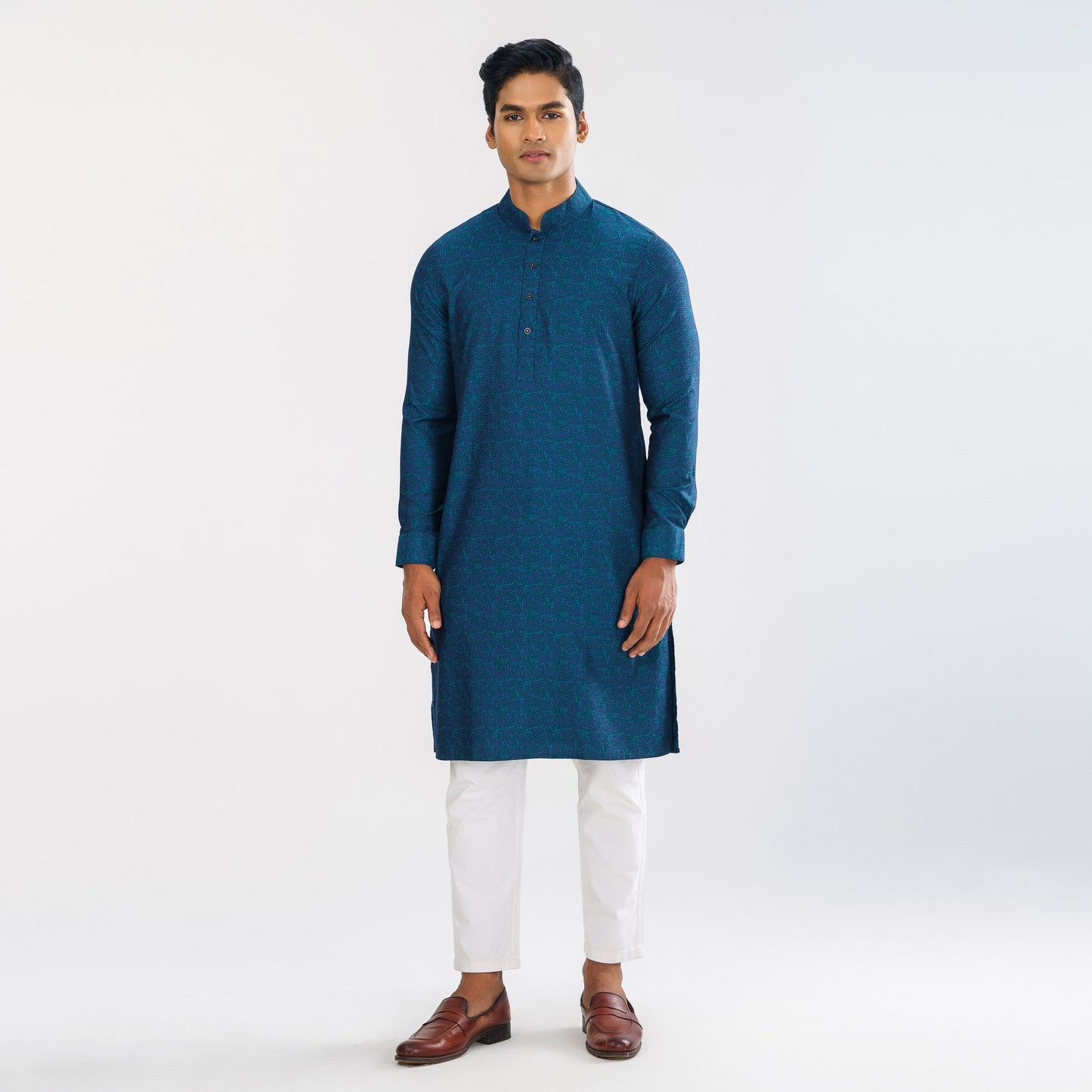 Mens Peacock Blue Basic Panjabi