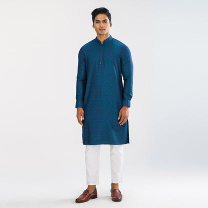 Mens Peacock Blue Basic Panjabi