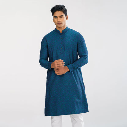 Mens Peacock Blue Basic Panjabi