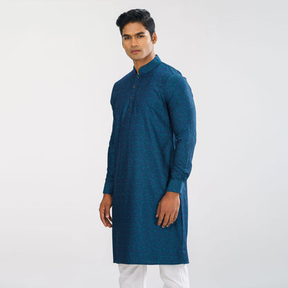 Mens Peacock Blue Basic Panjabi