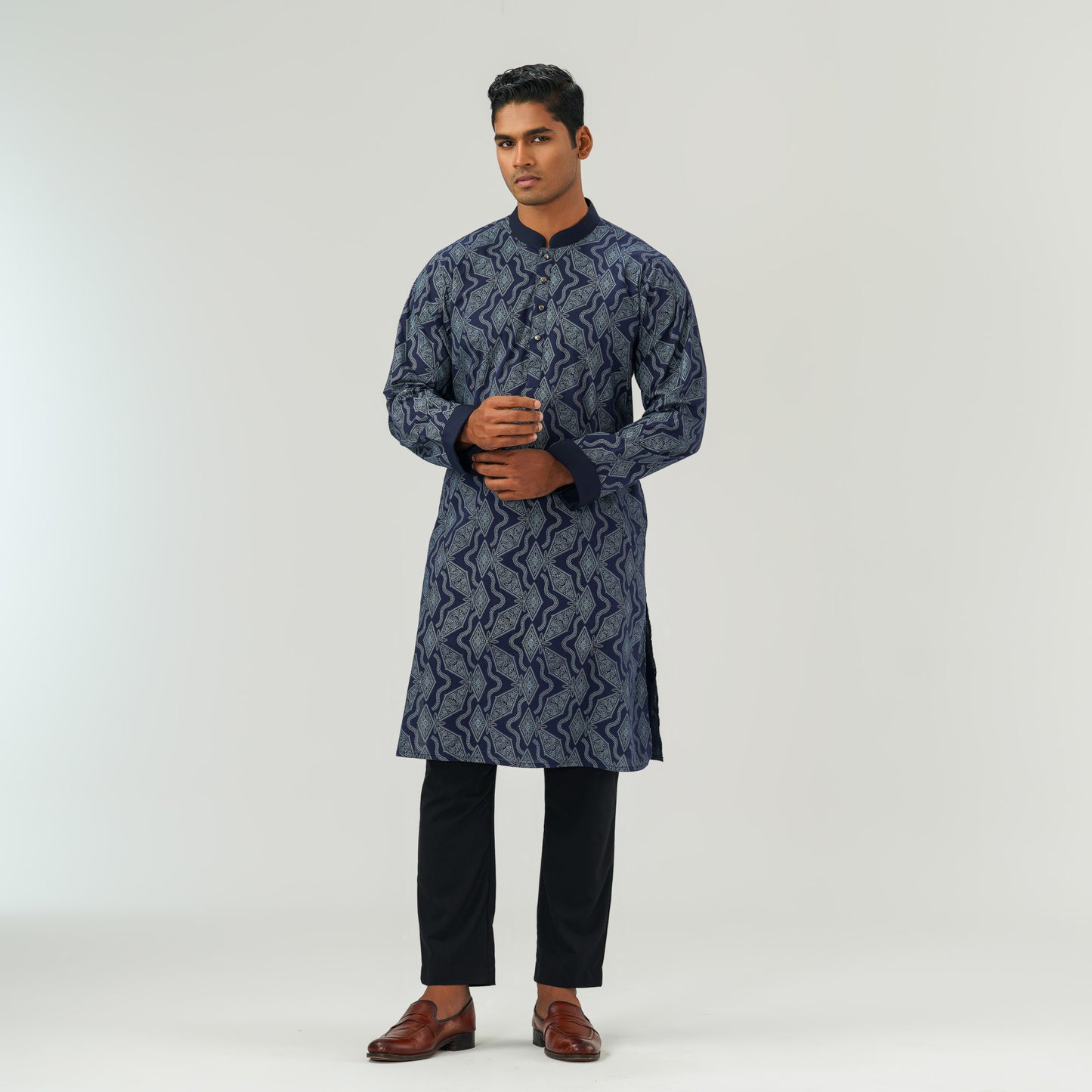 Mens Navy Blue Panjabi