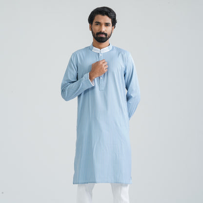 Men’s Sky Blue Striped Panjabi