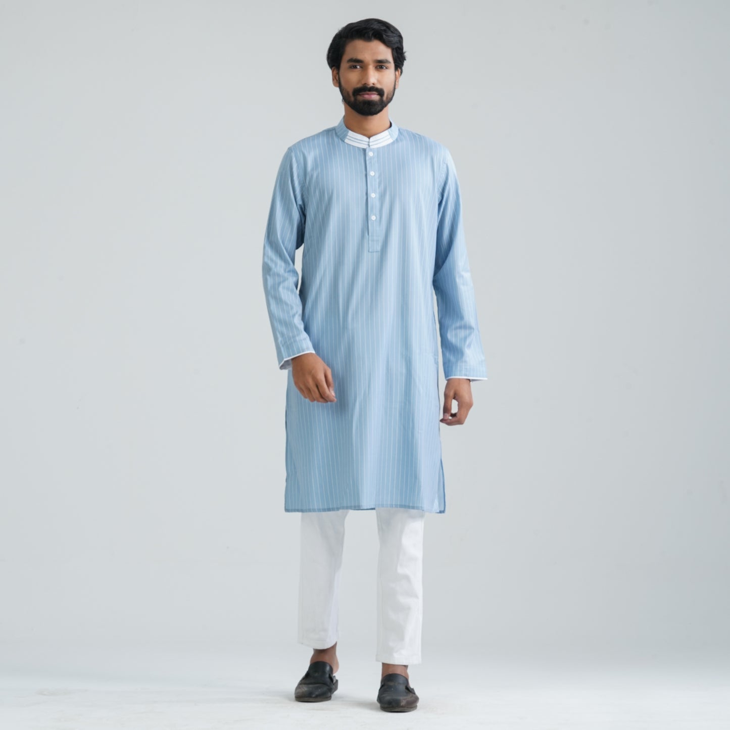 Men’s Sky Blue Striped Panjabi