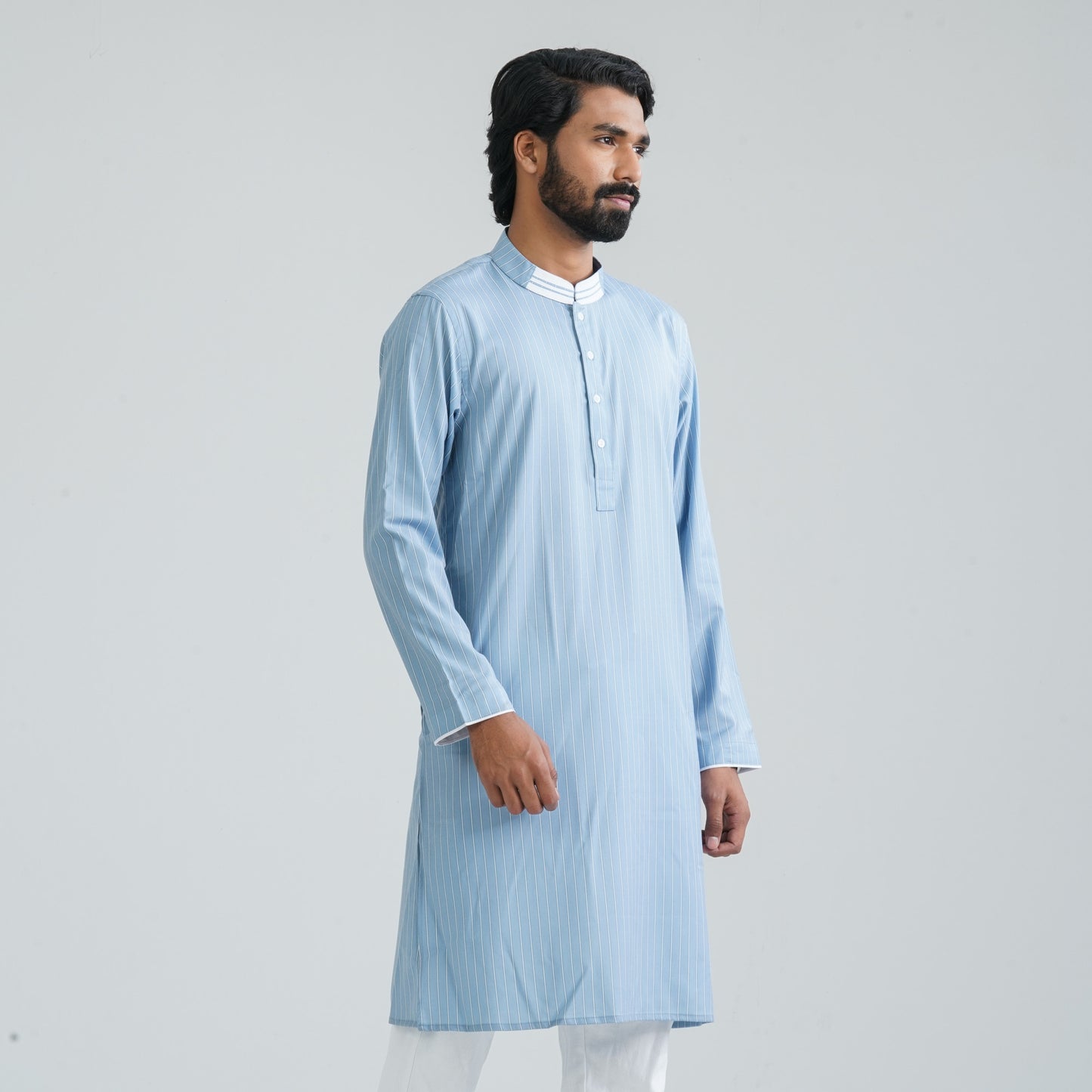Men’s Sky Blue Striped Panjabi