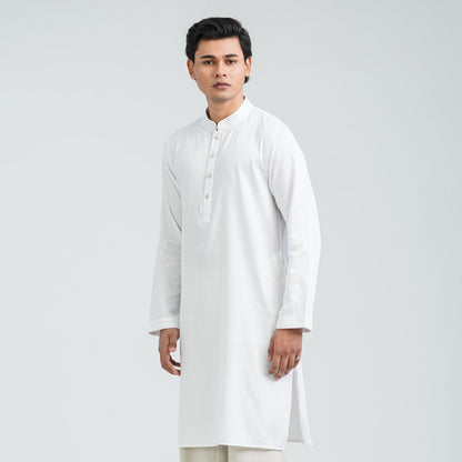 Men’s White Viscose Basic Panjabi
