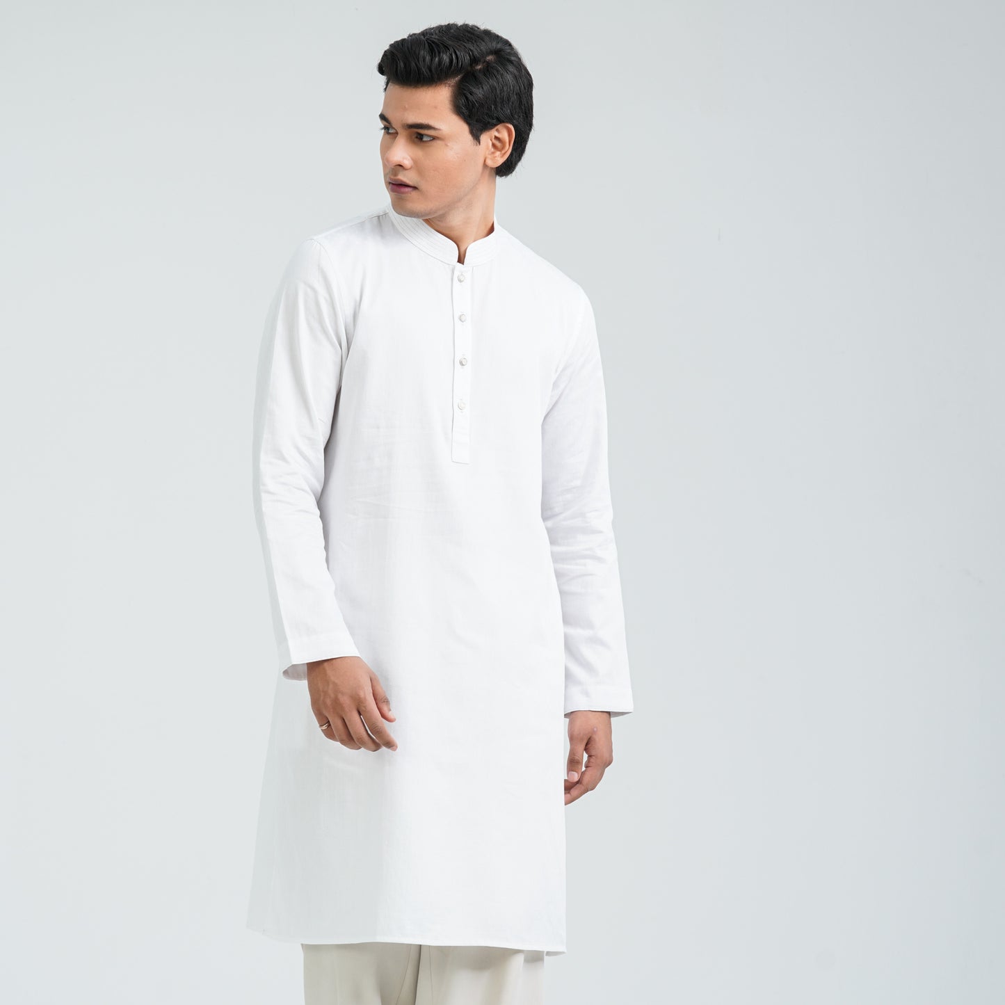 Men’s White Viscose Basic Panjabi