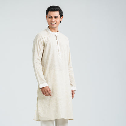 Men’s Off White Cotton Panjabi